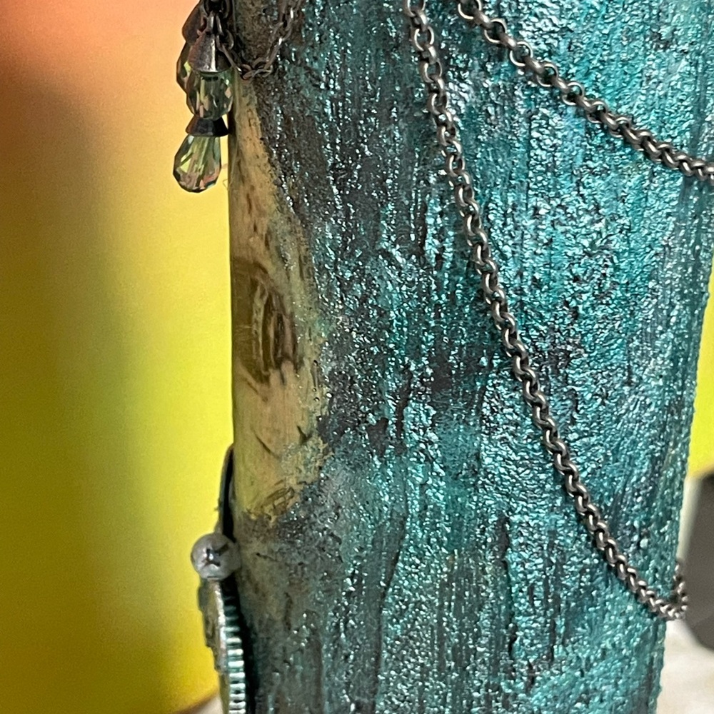 Steampunk Kitty Decorative Bottle with Gears Handcrafted - Picture 11 of 13